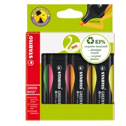 Evidenziatore Green Boss - punta a scalpello - tratto 2 - 5 mm - colori assortiti - 83% plastica riciclata - Stabilo - astuccio 