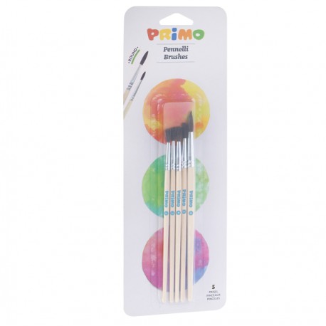 Pennelli e portapennelli - tondi - Primo - blister 5 pezzi