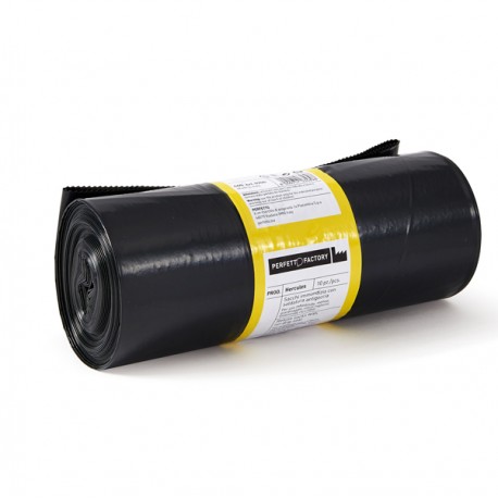 Sacchi per rifiuti Hercules - 90x120 cm - 150 L - 65 micron - nero - PerfettoFactory - rotolo da 10 sacchetti