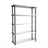 Scaffale - 5 ripiani - 119 x 45 x 185 cm - PPL /metallo - grigio/nero - Terry