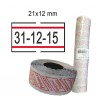 Rotolo da 1000 etichette per Printex Smart - 21x12 mm - adesivo permanente - bianco con righe rosse - Printex - Pack 10 rotoli