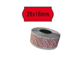 Rotolo da 1000 etichette a onda per Printex Smart 16/2616 e Z Maxi 6/2616 - 26x16 mm - adesivo permanente - rosso - Printex - pa