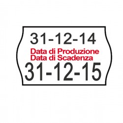Rotolo da 1000 etichette a onda per Printex Smart 16/2616 - DATA PRODUZIONE / DATA SCADENZA - 26x16 mm - adesivo permanente - bi
