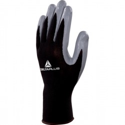 Guanti di precisione VE712GR - poliestere - palmo in nitrile - taglia 09 - nero/grigio - Deltaplus