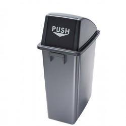 Contenitore Office 60 Lt - con coperchio push - per rifiuto secco - 33x46x79 cm - grigio/nero - Medial