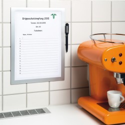 Cornice adesiva Duraframe Note - pannello magnetico - A4 (21 x 29,7 cm) - argento - Durable