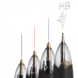 Penna a sfera a scatto multifunzione 4 Colors - con portamine ricaricabile con mine HB da 0,7mm - nero, blu, rosso - fusto grigi