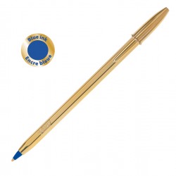 Penna a sfera Cristal Shine con cappuccio - punta media 1,0 mm - blu - fusto gold - Bic - scatola 20 pezzi