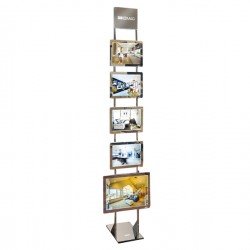 Espositore da pavimento Freestanding LEDMAG - 1 cornice A3 + 4 cornici A4 (magnetiche, retroilluminate a LED) - altezza 200 cm -