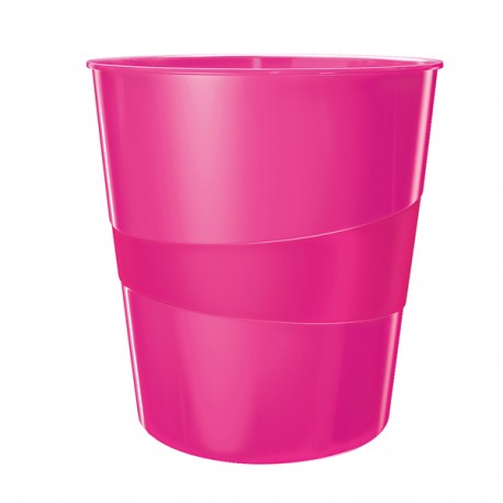 Cestino gettacarte WOW - altezza 32,4 cm - diametro 29 cm - 15 L - fucsia metallizzato - Leitz