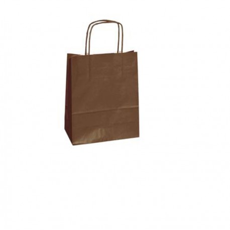Shopper Twisted - maniglie cordino - 22 x 10 x 29 cm - carta kraft - marrone - Mainetti Bags - conf. 25 pezzi