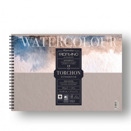 Blocco Watercolour Torchon - 21 x 29,7 cm - 12 fogli - 300gr - spiralato - Fabriano