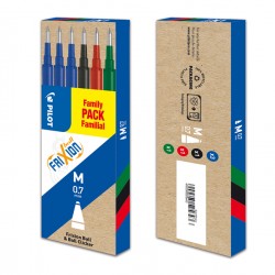 Refill a sfera Frixionball - punta 0,7mm - 3 blu, 1 nero, 1 rosso, 1 verde - Pilot - conf. 6 pezzi