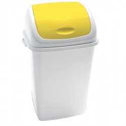 Pattumiera con coperchio basculante Rif - 44x33x68 cm - 50 L - bianco/giallo - Medial al