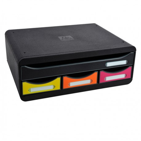 Cassettiera Toolbox - 27 x 35,5 x 13,5 cm - 4 cassetti - nero/arlecchino - Exacompta