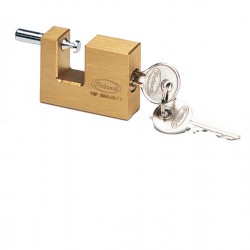 Lucchetto corazzato per saracinesca - ottone massiccio - 7,7x5x1,6cm - oro - Metalplus