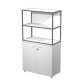 Libreria media Metal + armadio basso Essence - 90 x 46 x 165 cm - Bianco/bianco/bianco/antracite