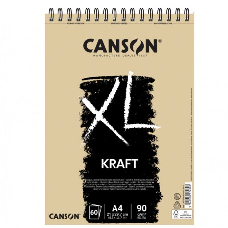 Album spiralato lato corto XL kraft - A4 - 90 gr - 60 fogli - Canson