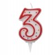 Candelina Zuccherino - numero 3 - H 8.5 cm - Big Party