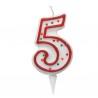 Candelina Zuccherino - numero 5 - H 8.5 cm - Big Party