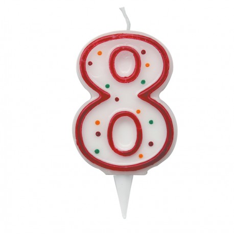 Candelina Zuccherino - numero 8 - H 8.5 cm - Big Party