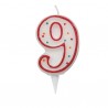Candelina Zuccherino - numero 9 - H 8.5 cm - Big Party