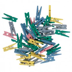 Mollettine mini - in legno - colori pastello - 25 mm - Deco - conf. 45 pezzi