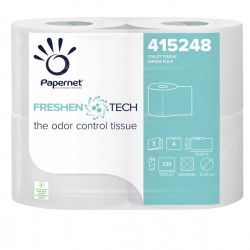 Carta igienica classica Freshen Tech - 3 veli - 230 strappi - diametro 12,2 cm -15,5 gr - 9,5 cm x 25,3 mt - Papernet - pacco 4 