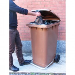 Bidone carrellato - 48x55x93 cm - 120 L - marrone - Mobil Plastic