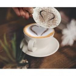 Stencil per caffè - 10 x 12,4 x 0,1 cm - forma cuore e smile - Securit - set 2 pezzi