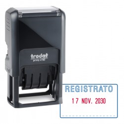 Timbro Printy 4750/L autoinchiostrante - DATA + REGISTRATO - 4,1 x 2,4 cm - 4 mm - bicolore - Trodat