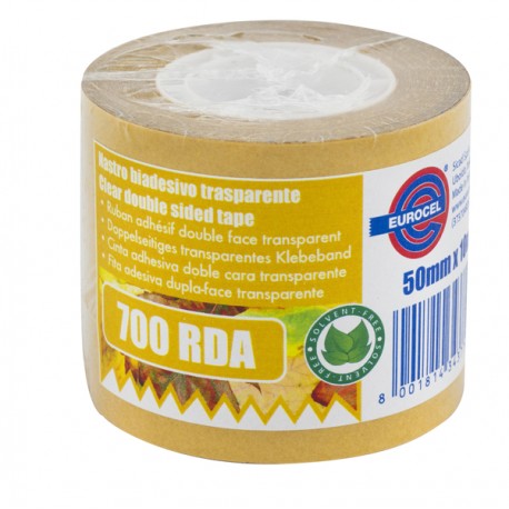 Nastro biadesivo 700RDA - in termo singolo + etichetta - 5 cm x 10 m - trasparente - Eurocel