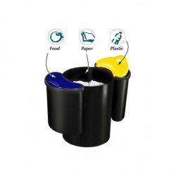Cestino raccolta differenziata 516 - altezza 33,7 cm - diametro 26 cm - nero/giallo/blu - Cep