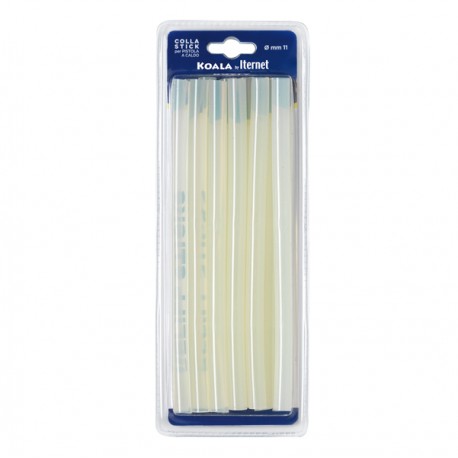Colla termofusibile - in stick - lunghezza 20 cm - diametro 1,1 cm - Iternet - blister da 12 refill (227 gr)