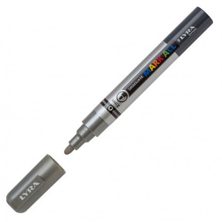 Marcatore a base d'acqua Graduate Mark All - punta tonda 2mm - argento - Lyra