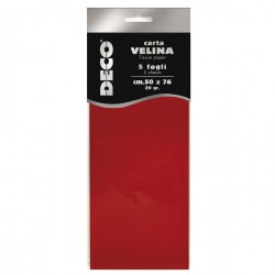 Carta velina - 20 gr - 50 x 76 cm - rosso - Deco - busta 5 fogli