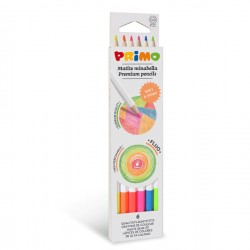 Matite colorate Minabella - diametro mina 3,8 mm - colori fluo assortiti - Primo - astuccio 6 pezzi