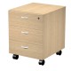 Cassettiera Essence - 3 cassetti - con ruote - 41,5 x 49,5 x 57,6 cm - Rovere