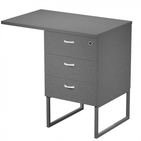 Cassettiera Essence - 3 cassetti - con supporto metal e top - 41,5 x 49,5 x 57,6 cm - Antracite/Antracite