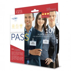 Portanome Pass 3P - clip in metallo - senza cartoncino - 9,5 x 6 cm - PP - buccia - Sei Rota - conf. 10 pezzi