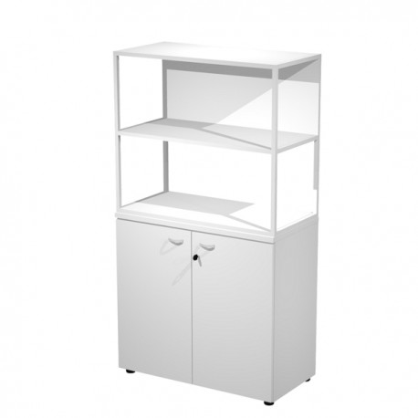 Libreria media metal + armadio basso Essence - 90 x 46 x 165 cm - Bianco/bianco/bianco/bianco