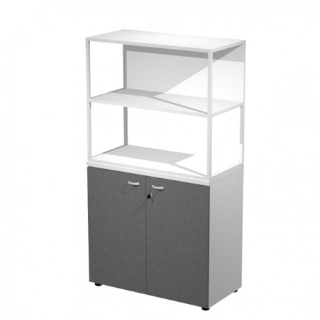 Libreria media metal + armadio basso Essence - 90 x 46 x 165 cm - Bianco/antracite/bianco/bianco