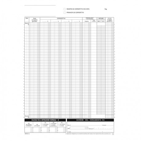 Blocco registro corrispettivi - 12/12 copie autoric. - 29,7 x 21,5 cm - DU168512C00 - Data Ufficio