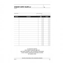 Blocco distinta acquisto carte valori - 50/50 copie autoricalcanti - 21,5 x 14,8 cm -DU1649C0000 - Data Ufficio