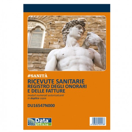 Blocco registro onorari/fatture ricevute sanitarie - 50/50 copie numerate autoricalcanti - 21,5 x 14,8 cm - DU16547N000 - Data U