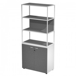 Libreria alta metal + armadio basso Essence - 90 x 46 x 204 cm - Bianco/bianco/antracite/bianco