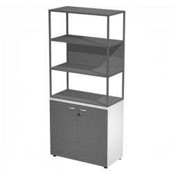 Libreria alta metal + armadio basso Essence - 90 x 46 x 204 cm - Bianco/antracite/antracite/antracite