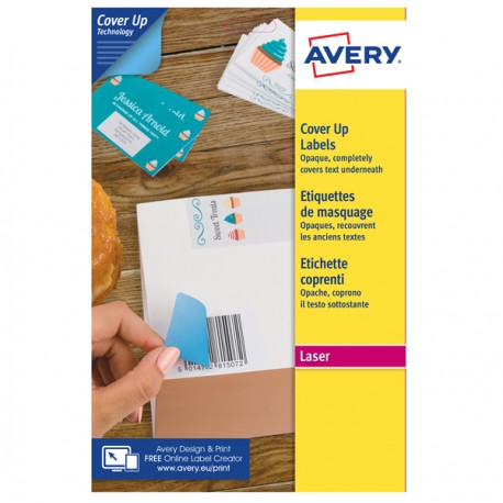 Etichette adesive coprenti BlockOut - in carta - permanenti - 63 x 38,1 mm - 21 et/fg - 25 fogli - bianco - Avery