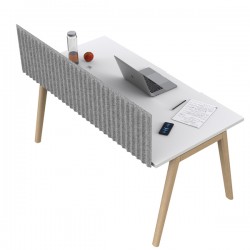 Pannello fonoassorbente per scrivania - 135 x 40 cm - morsetti neri - grigio chiaro