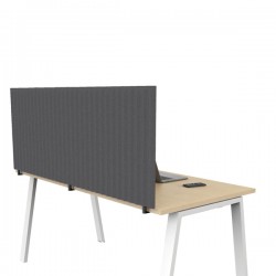 Pannello fonoassorbente per scrivania - 135 x 40 cm - morsetti neri - grigio medio
